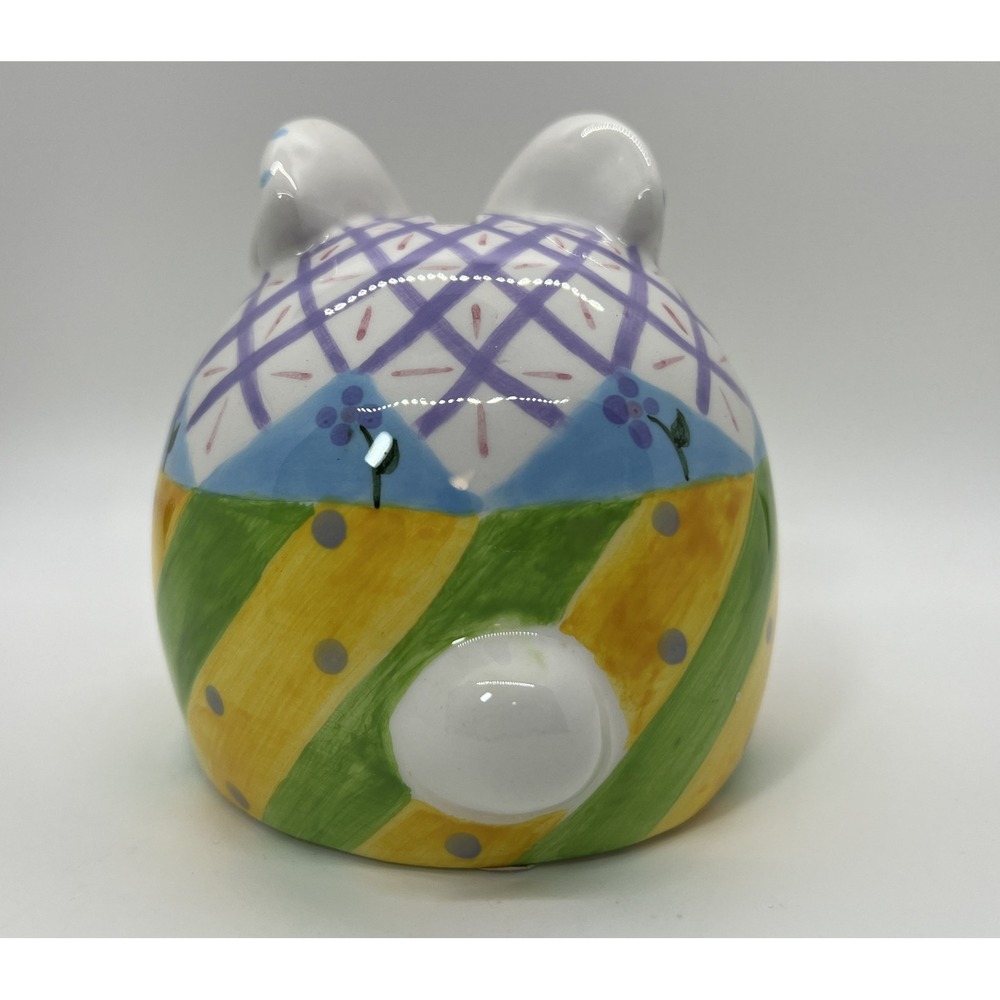 Ganz Ceramic Bunny Bank Easter Rabbit Coin Bank Hand Painted Pastel Spring Decor - Picture 4 of 9